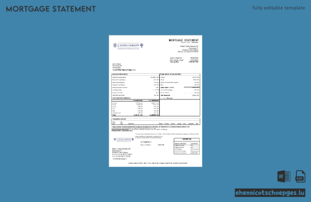 Schweizer Bank J. Safra Sarasin Hypothekenabrechnung in Word- und PDF-Formaten – Beispielvorschau